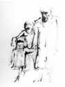 00000838.jpg; 91/324; Vertriebene Familie ; Tuschezeichnung